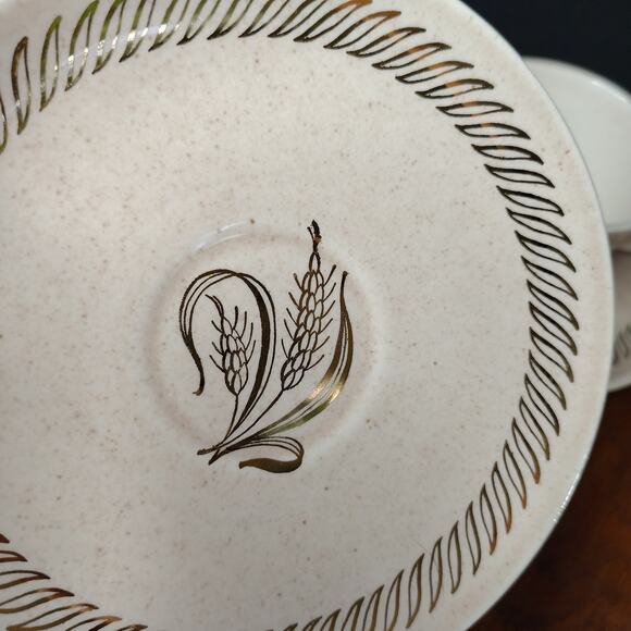 ROYAL CHINA 3 Sets of Gilded Wheat Tea Coffee Cups and Saucers 22 Kt. Gold Trim - Picture 4 of 10